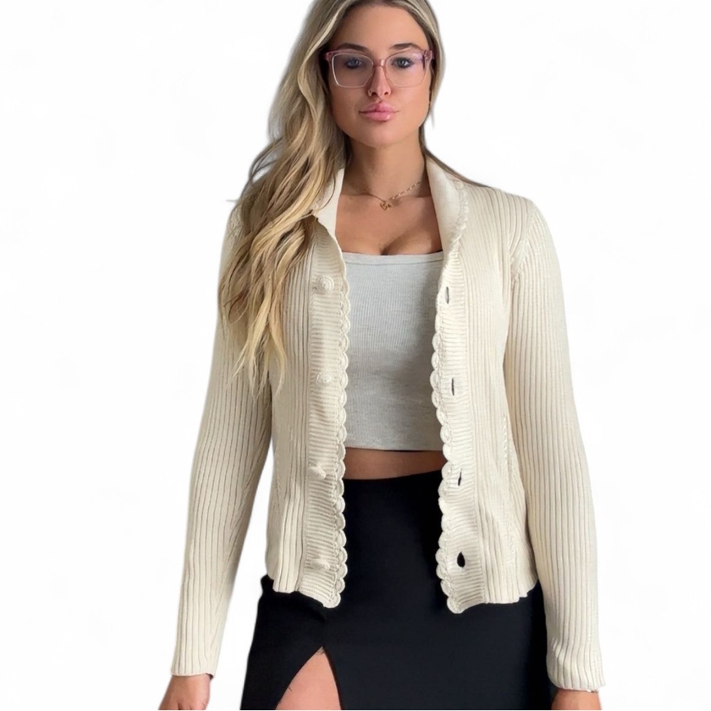 Austin Reed Beige Ribbed Cardigan